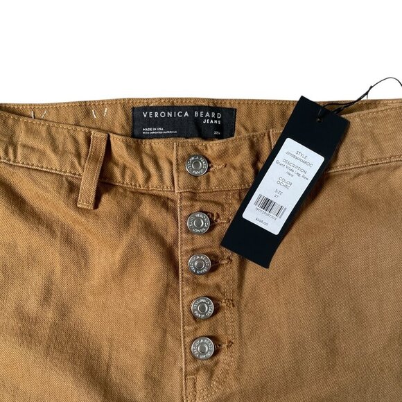 Veronica Beard Grant Wide Leg High Rise Raw Hem Pants 27 Ochre NWT - Picture 5 of 9